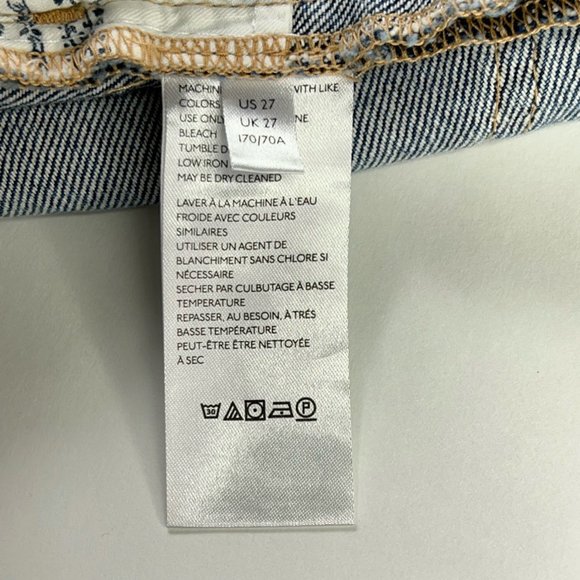 We The Free People Womens Mini Jean Skirt Blue Pockets Fringe Fly Denim 27 New - Picture 11 of 12